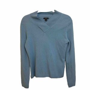 Prive Womens Pullover Sweater Blue 100% Cashmere Small Shawl Collar